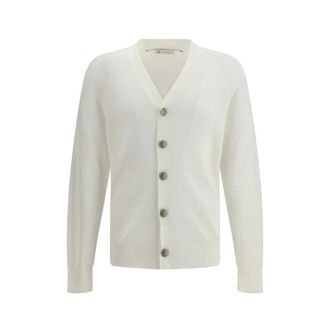 Brunello Cucinelli Brunello Cucinelli, Cardigans, male, White, Size: M Signature Cotton Cardigan