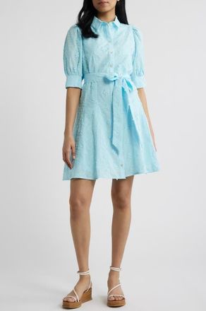 Lilly Pulitzer Larkyn Cotton Blend Shirtdress in Day Dream Blue Monarch at Nordstrom, Size 12