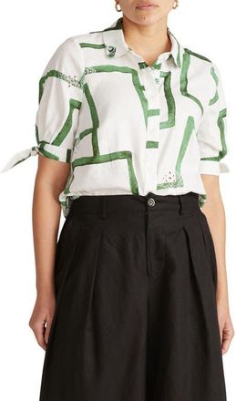 Universal Standard Luisa Linen Blend Button-Up Shirt in Paintbrush at Nordstrom, Size Xl