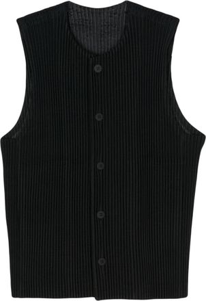 Homme Pliss&eacute; Issey Miyake Tailored Pleats 1 waistcoat - men - Polyester/Polyester - 3 - Black