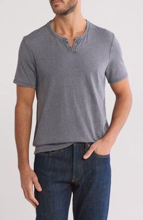 Lucky Brand Button Notch Neck T-Shirt in Gray Pinstripe at Nordstrom Rack, Size Large