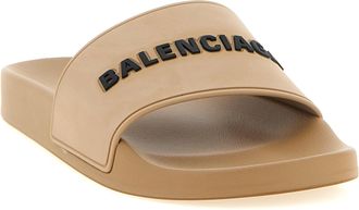 Balenciaga Womens Beige Plastic Slides Shoe