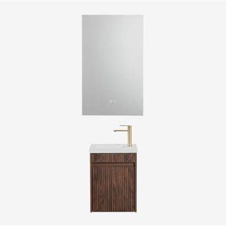 Sklum Conjunto De Mueble De Ba&ntilde;o Suspendido En Madera Con Lavabo Integrado Narek Sklum