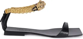 Roberto Cavalli Sandali Jewel Tigers con suola piatta - Nero