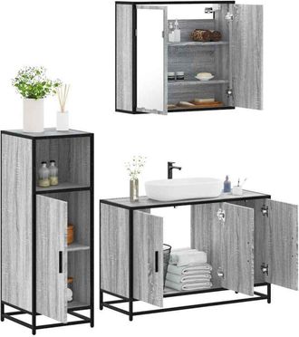 vidaXL Vidaxl - Set De Muebles De Ba&ntilde;o 3 Pzas Madera Contrachapada Gris Sonoma
