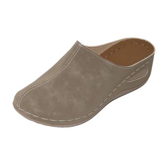 Generic Closed Toe Sandals for Women Casual Orthopedic Slippers Solid Color Stylish Lightweight Comfortable Slip On Wedge Sandals Summer Beach