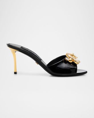 Dolce & Gabbana 75mm Embellished Patent Leather Mules