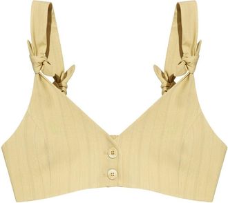 Ganni knot-detail cropped top - women - Other fibres - 38 - Neutrals