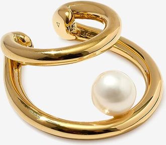 Otiumberg Ohrklammer aus goldenem Silber und Perle Double Pearl Cuff
