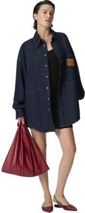 Missoni Cotton Denim Overshirt With Logo Patch in Green& Brown at Nordstrom, Size X-Small