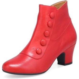 Miz Mooz Fredrick Boots Womens Red Leather Almond Toe Ankle Bootie HTAT1311