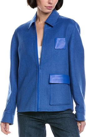 Akris Madelyn Leather-Trim Cashmere Jacket