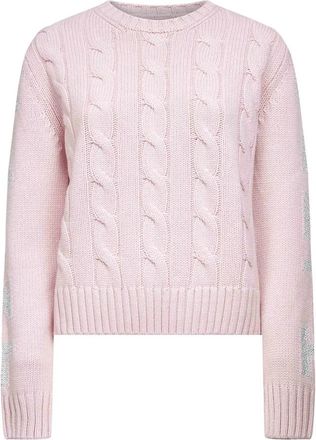 MC2 Saint Barth Truien & Vesten, Dames, Roze, M, Wol, Roze Kabelgebreide Wol Kasjmier Trui