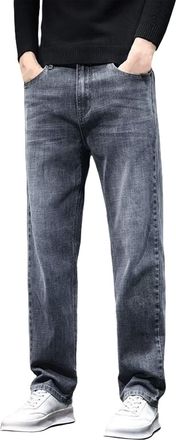 Generic Stretch Jeans for Men UK Loose Fit Casual Classic Retro Denim Pants Trousers Comfort Stretch Work Chino Trousers Streetwear, Blue, XL