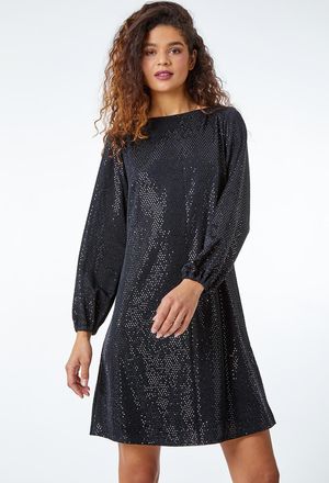 Roman Sparkle Detail Swing Dress
