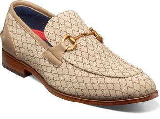 Stacy Adams Mens Brinkley Moc Toe Bit Slip Ons In Beige