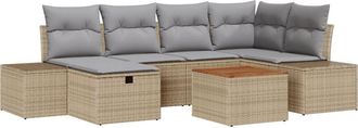 vidaXL Garden Sofa Set with Cushion 7 pcs Beige Poly rattan vidaXL