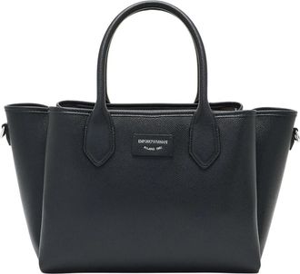 Emporio Armani Medium Shopper Bag met Palmellato Finish - Dames - Handtassen - Zwart - ONE Size - Leer - Tassen