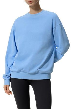 LilySilk SILKERRY Oversized Porchlight Balance Crew Pullover Sweatshirt in Lagoon Blue at Nordstrom, Size X-Small