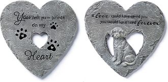Glitzhome Set of 2 Cement Heart Shaped Paw Prints and Dog Memory Stepping Stones in Grey at Nordstrom, Size Medium