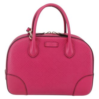 Gucci Bright Top Handle Bag Diamante Leather Pink Leather Handbag (Pre-Owned)