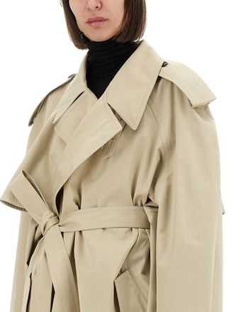 Balenciaga Cropped Cotton Trench Coat - Beige