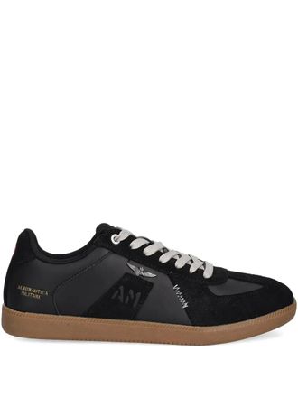Aeronautica logo-detail sneakers - men - Rubber/Fabric/Calf Suede/Calf Leather - 46 - Black