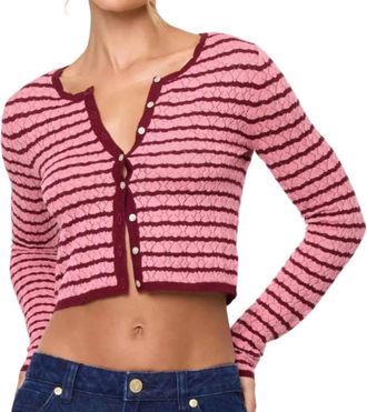 L*Space Womens Rosalie Cardigan In Strawberry Stripe