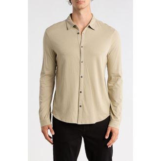 John Varvatos Clark Cotton Jersey Button-Up Shirt in Spruce at Nordstrom Rack, Size Xx-Large