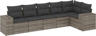 vidaXL Set De Muebles De Jard&iacute;n 6 Pzas Y Cojines Rat&aacute;n Sint&eacute;tico Gris Vidaxl