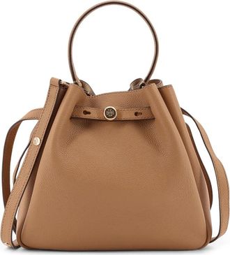 Tory Burch Tassen, Dames, Beige, ONE Size, Leer, Leren Crossbody Tas met Magnetische Sluiting