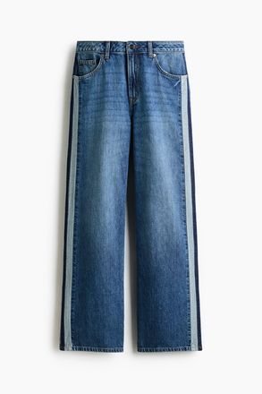 H&M Wide Regular Side-striped Jeans - Blue