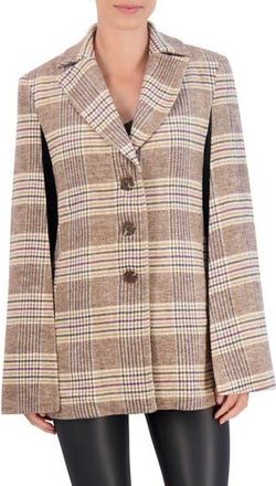 Ookie & Lala Plaid Cape Jacket in Camel/Berry/Black at Nordstrom Rack, Size X-Small