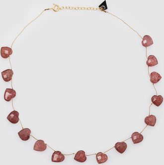 Mon Precieux Ge Collier Coeur Facettes Strawberry Quartz Rose
