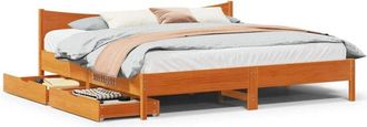 vidaXL Estructura Cama Con Cajones Madera Pino Marr&oacute;n Cera 200x200 Cm Vidaxl