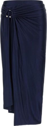 Paco Rabanne Wallet-Stijl Gedrapeerde Midi Rok - Dames - Midirokken - Blauw - M - Satijn - Rokken