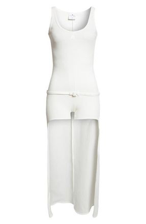 Courr&egrave;ges Droptail Cotton Rib Unitard in Heritage White at Nordstrom, Size X-Small