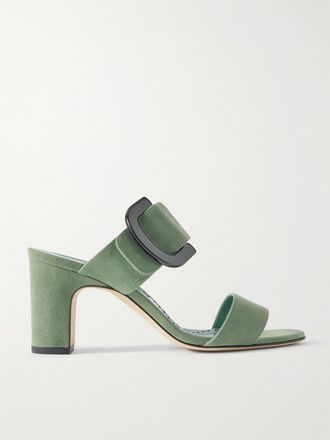 Manolo Blahnik Sandali In Camoscio Betimusa 70 - Verde