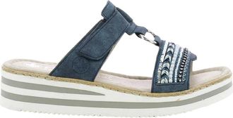 Rieker V02M6 Z6 Sandalen - Dames - Sleehakken - Blauw - 40 EU - Schoenen