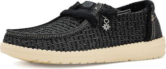 Hey Dude Wendy Frayed Canvas Womens Flat Shoes Black : 11 M, Textile