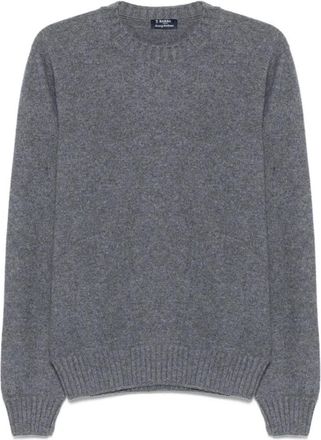 Barba Girocollo Luxe Gebreide Kleding - Heren - Ronde hals truien - Grijs - L - Kasjmier - Truien & Vesten