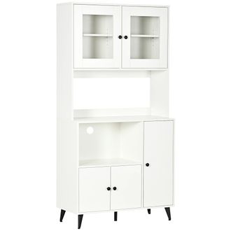 HOMCOM Freestanding Kitchen Storage Cabinet Cupboards Adjustable Shelves White | TJ Hughes