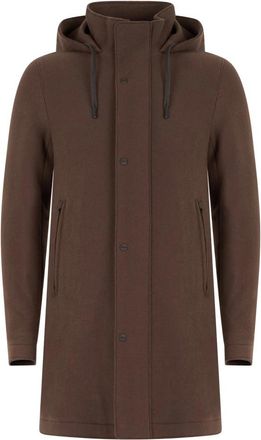 Herno Jas met capuchon - Heren - Mantel - Bruin - M - Wol - Jassen