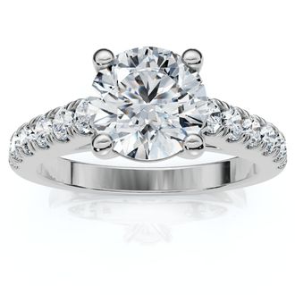 Pompeii3 1 3/4Ct Round Cut Lab Grown Diamond Engagement Ring in 10k White Gold