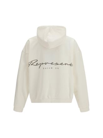 Represent Mens Western Dobermans Hoodie Flat White Cotton Sweatshirts Sweater
