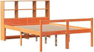 vidaXL Cama Con Estanter&iacute;a Sin Colch&oacute;n Madera Maciza Marr&oacute;n 120x200cm Vidaxl