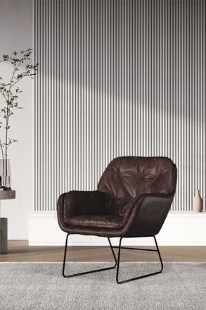 Living and Home Contemporary Metal Legs Tufted Leisure Armchair in Brown