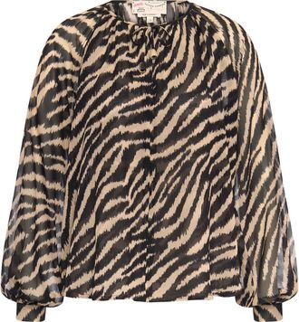 Maison Common Silk Blouse With Zebra Print in Black/sand at Nordstrom, Size 38