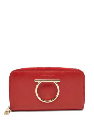 Ferragamo gancini leather wallet - Red