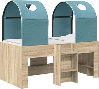 vidaXL Cama Con T&uacute;nel 3 Uds. Sonoma Y Azul Claro Madera De Ingenier&iacute;a Vidaxl